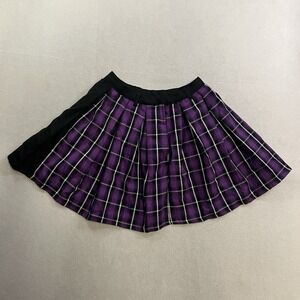 Hot Topic Womens Split Plaid Mini Skirt Size Small Black Purple Punk Rock Grunge